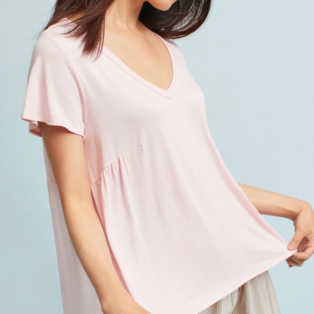 Anthropologie Knit V-Neck Tee